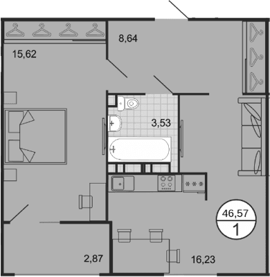 Продается 2-комн. квартира, 43.7 м²
