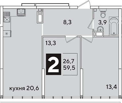 Продается 3-комн. квартира, 59.5 м²