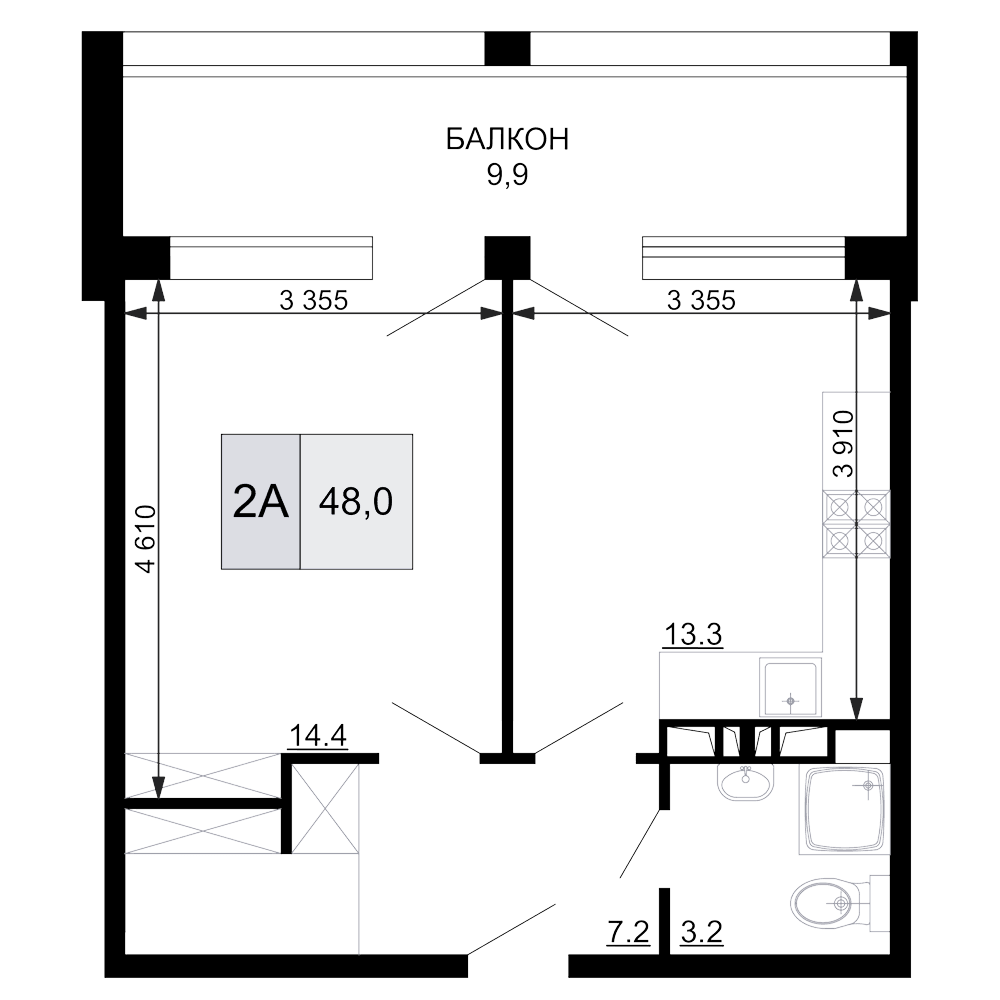 Продается 2-комн. квартира, 38.1 м²