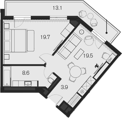 Продается 1-комн. квартира, 51.7 м²