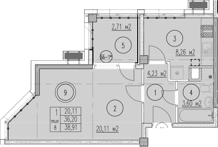 Продается 1-комн. квартира, 36.2 м²