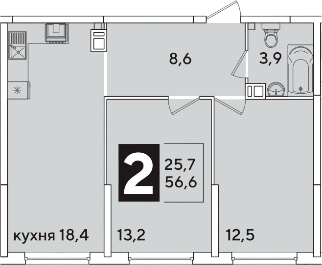 Продается 3-комн. квартира, 56.6 м²