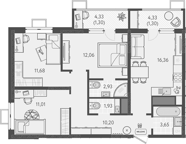 Продается 3-комн. квартира, 69.82 м²