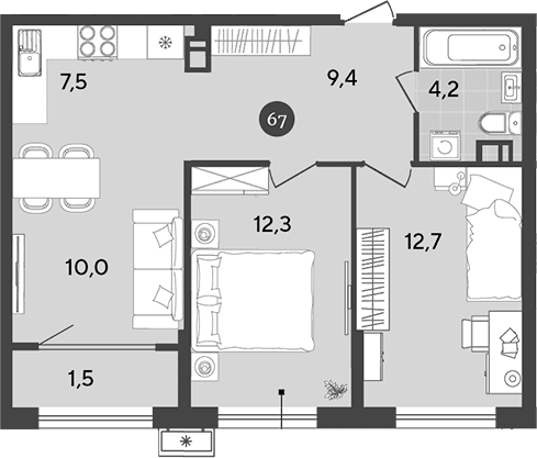 Продается 3-комн. квартира, 56.1 м²