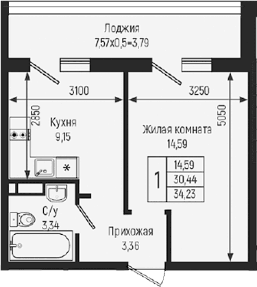 Продается 1-комн. квартира, 30.44 м²