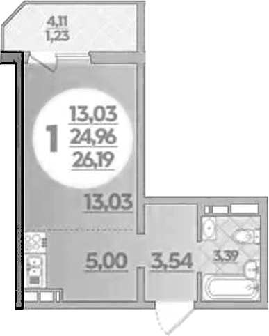 Продается 1-комн. квартира, 24.96 м²