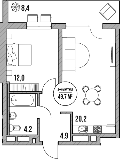 Продается 2-комн. квартира, 41.3 м²