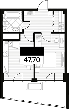 Продается 1-комн. квартира, 47.7 м²