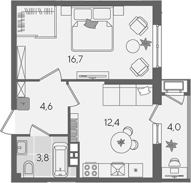 Продается 1-комн. квартира, 37.5 м²