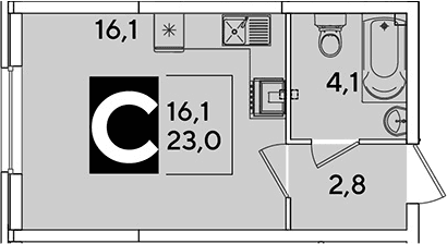 Продается 1-комн. квартира, 23 м²