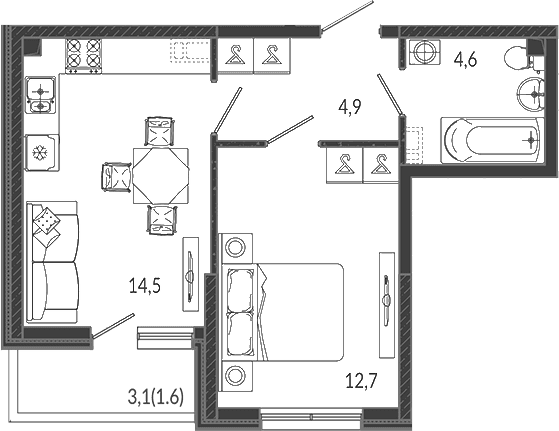 Продается 1-комн. квартира, 36.7 м²