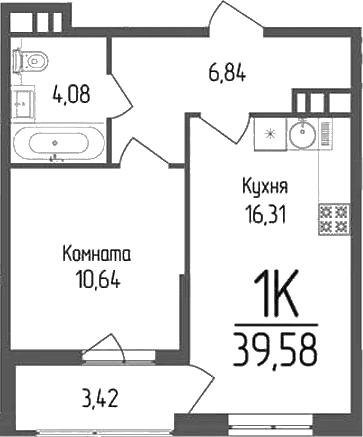 Продается 1-комн. квартира, 37.87 м²