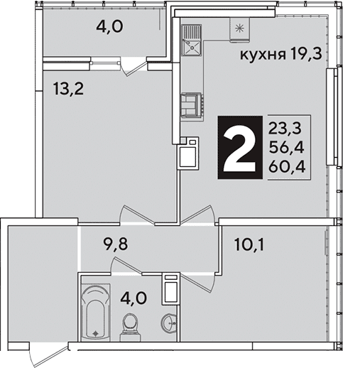 Продается 3-комн. квартира, 56.4 м²
