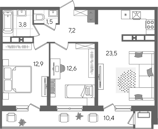 Продается 3-комн. квартира, 61.5 м²