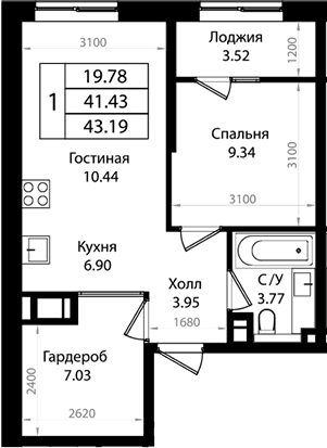 Продается 2-комн. квартира, 41.85 м²