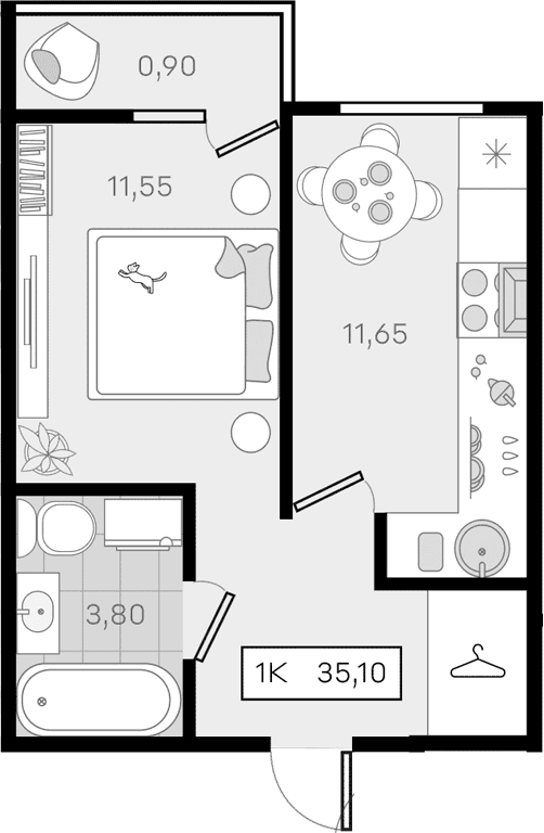 Продается 1-комн. квартира, 34.2 м²