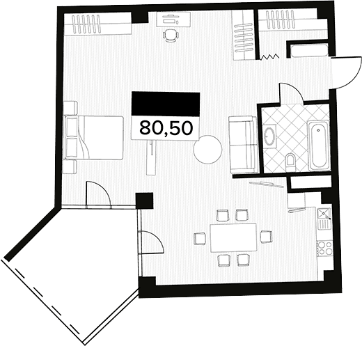 Продается 1-комн. квартира, 80.5 м²