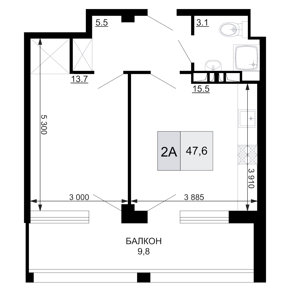 Продается 2-комн. квартира, 37.8 м²