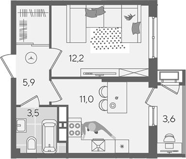 Продается 1-комн. квартира, 32.6 м²