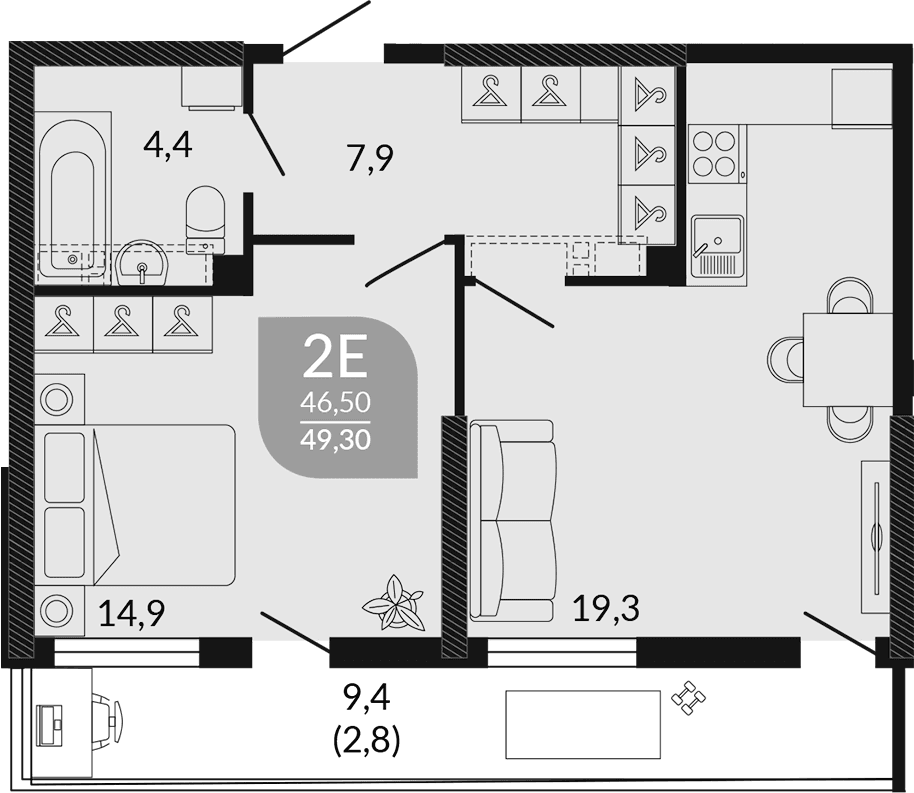 Продается 2-комн. квартира, 46.5 м²