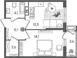 Продается 1-комн. квартира, 38.4 м²
