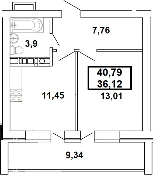Продается 1-комн. квартира, 36.12 м²