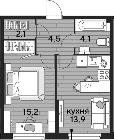 Продается 1-комн. квартира, 39.8 м²