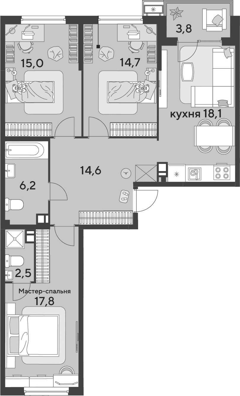 Продается 4-комн. квартира, 88.9 м²