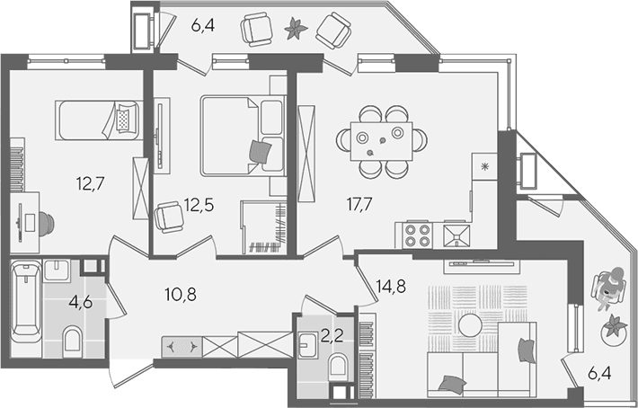 Продается 4-комн. квартира, 75.3 м²