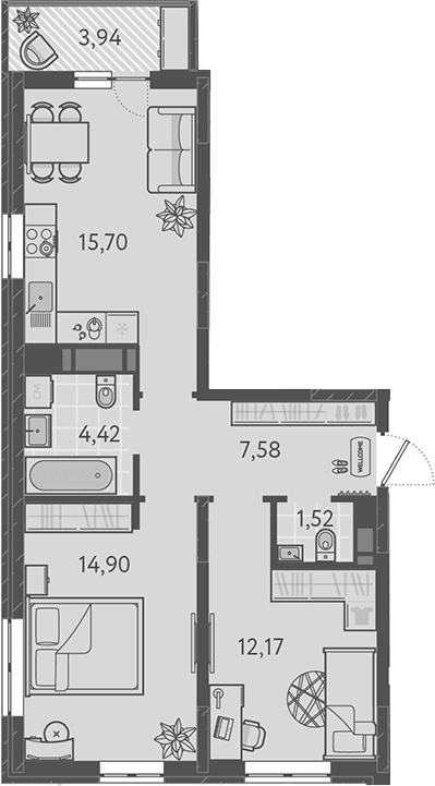Продается 3-комн. квартира, 56.29 м²