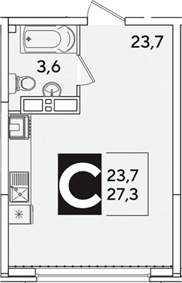Продается 1-комн. квартира, 27.3 м²