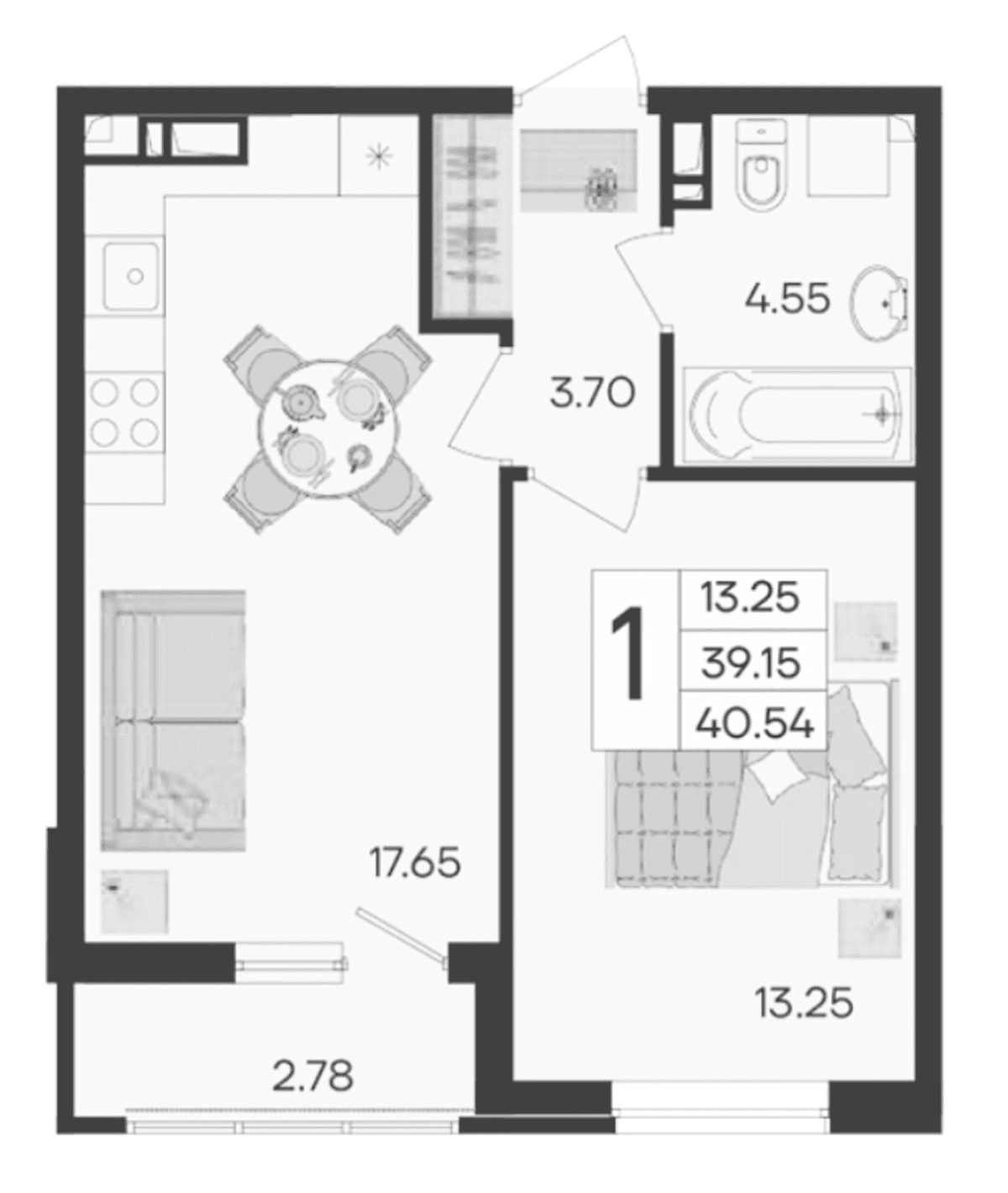 Продается 1-комн. квартира, 39.15 м²