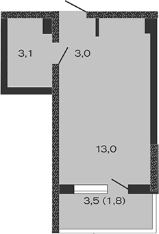 Продается 1-комн. квартира, 19.1 м²