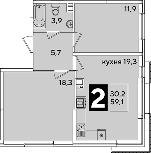 Продается 3-комн. квартира, 59.1 м²