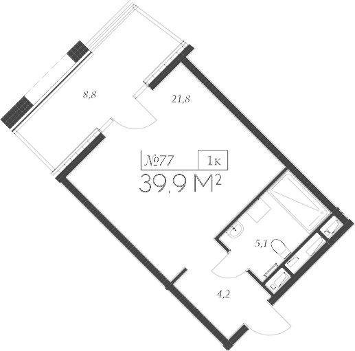 Продается 1-комн. квартира, 31.1 м²