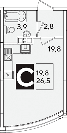 Продается 1-комн. квартира, 26.5 м²