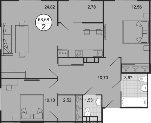 Продается 3-комн. квартира, 65.9 м²