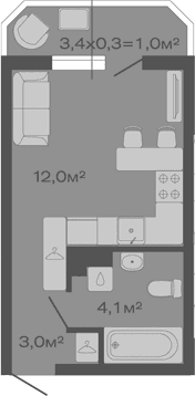 Продается 1-комн. квартира, 19.1 м²