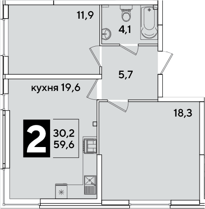 Продается 3-комн. квартира, 59.6 м²