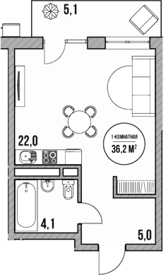 Продается 1-комн. квартира, 31.1 м²