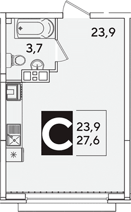 Продается 1-комн. квартира, 27.6 м²