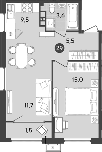 Продается 2-комн. квартира, 45.3 м²