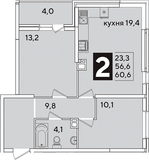 Продается 3-комн. квартира, 56.6 м²