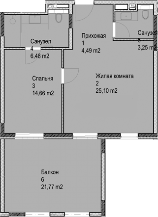 Продается 2-комн. квартира, 54.03 м²