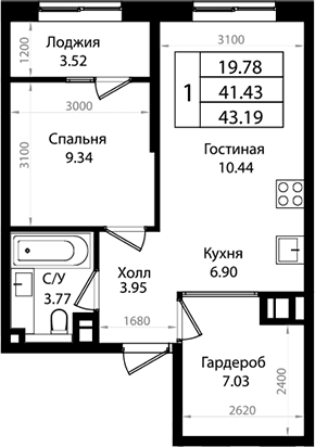 Продается 2-комн. квартира, 41.88 м²