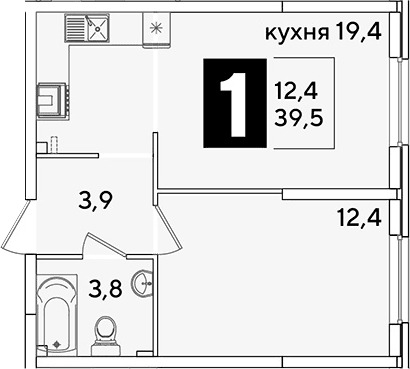 Продается 2-комн. квартира, 39.5 м²