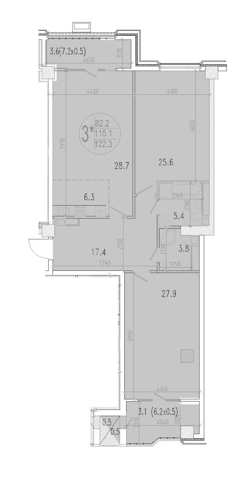 Продается 3-комн. квартира, 115.6 м²