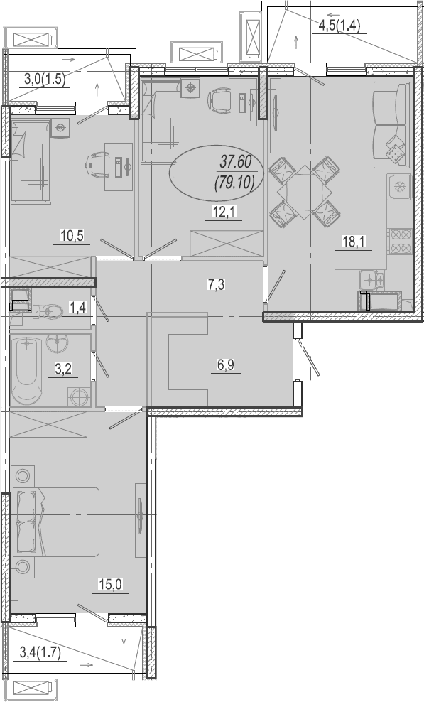 Продается 4-комн. квартира, 74.5 м²