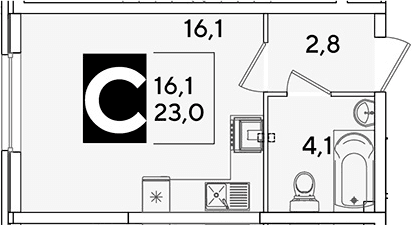 Продается 1-комн. квартира, 23 м²
