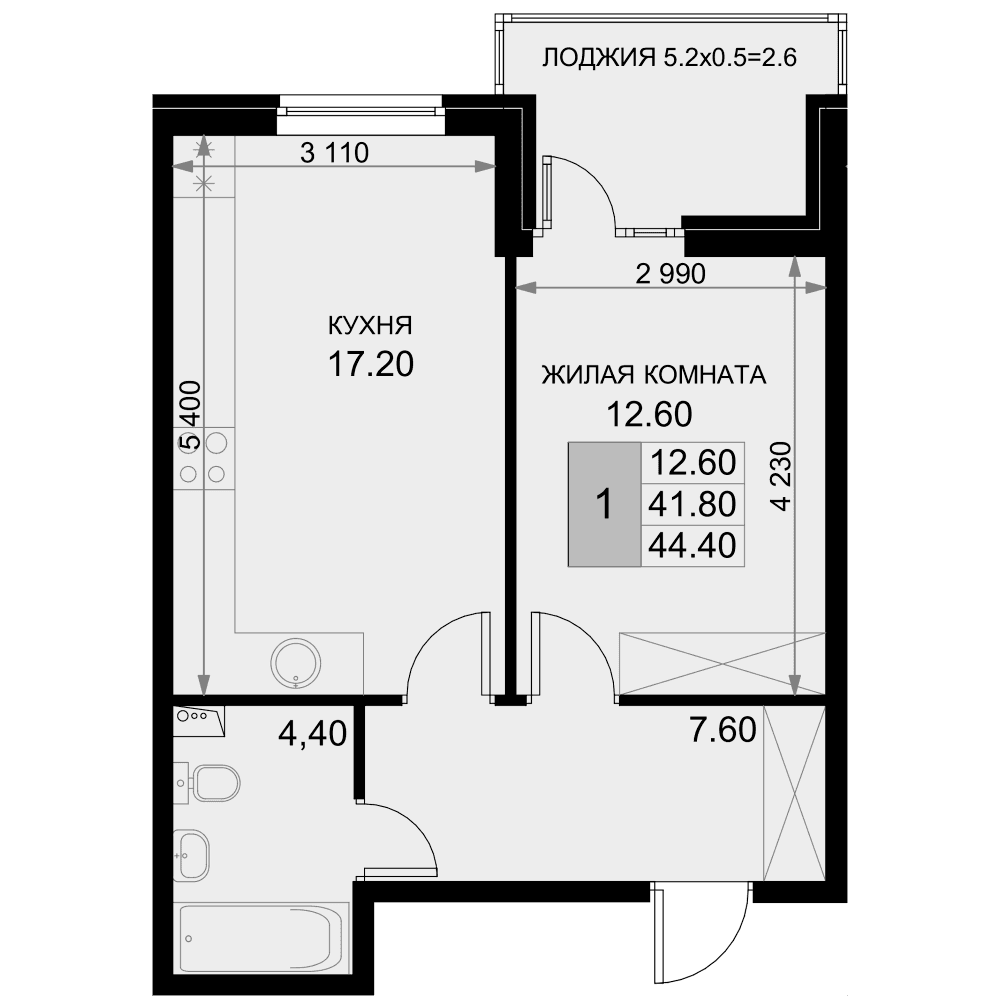 Продается 2-комн. квартира, 41.8 м²